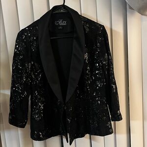 Alex Evenings Black Sequin Blazer